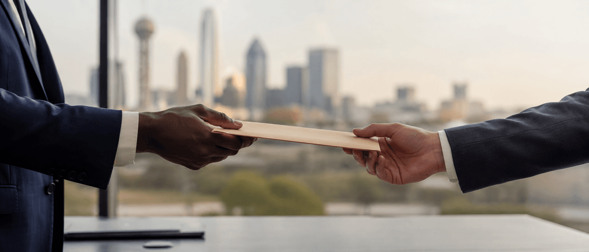 Professional service of process document handoff